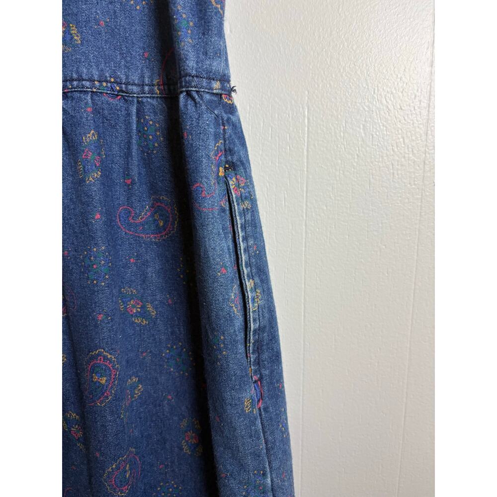 Saddlebred vintage 90s cottage momcore crossover front paisley denim jumper 16 - Picture 3 of 6